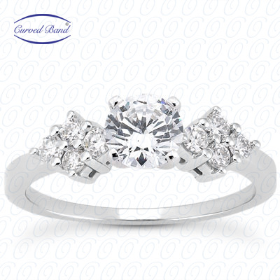 14 Karat White Gold  Cut Diamond Unique Engagement Ring 