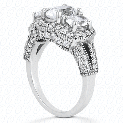 14 Karat White Gold  Cut Diamond Unique Engagement Ring 