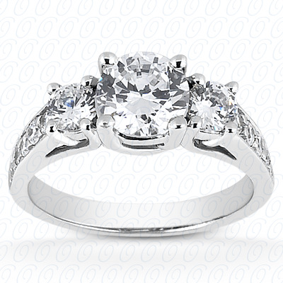 14KP Round  Cut Diamond Unique Engagement Ring 0.55 CT.