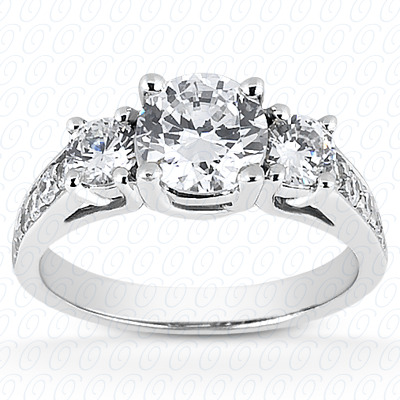 14KP Round  Cut Diamond Unique Engagement Ring 0.55 CT. Three Stones Style