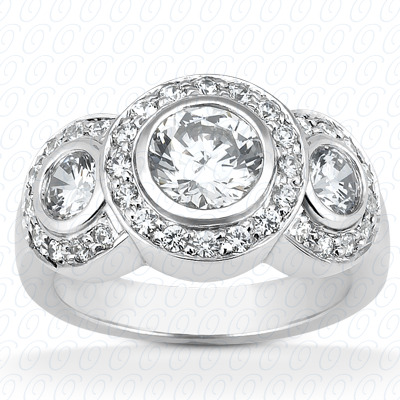 14KP Round  Cut Diamond Unique Engagement Ring 0.92 CT.