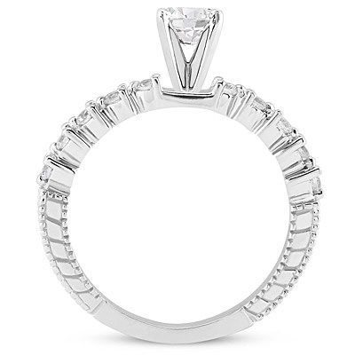 14 Karat White Gold  Cut Diamond Unique Engagement Ring 
