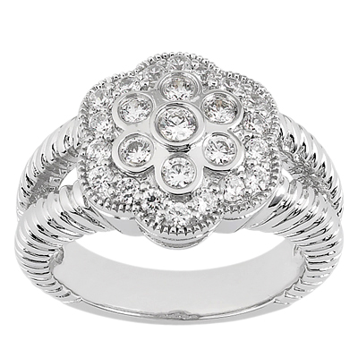 14 Karat White Gold  Cut Diamond Unique Engagement Ring 
