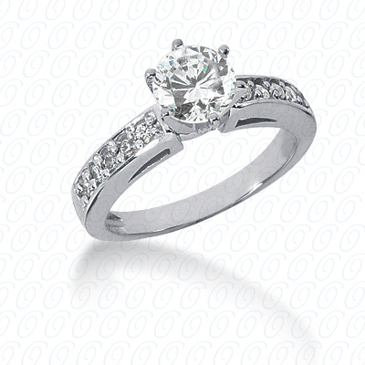 14 Karat White Gold  Cut Diamond Unique Engagement Ring 