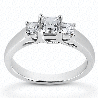 14KP Princess  Cut Diamond Unique Engagement Ring 0.20 CT. Three Stones Style