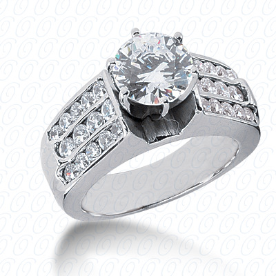 14 Karat White Gold  Cut Diamond Unique Engagement Ring 