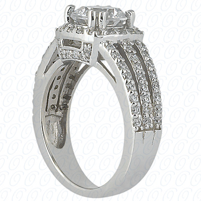 14 Karat White Gold  Cut Diamond Unique Engagement Ring 