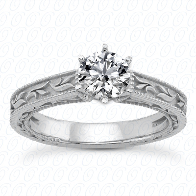 14 Karat White Gold  Cut Diamond Unique Engagement Ring 