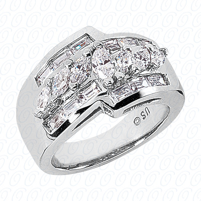 14 Karat White Gold  Cut Diamond Unique Engagement Ring 