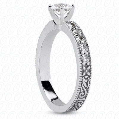 14 Karat White Gold  Cut Diamond Unique Engagement Ring 