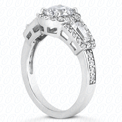 14 Karat White Gold  Cut Diamond Unique Engagement Ring 