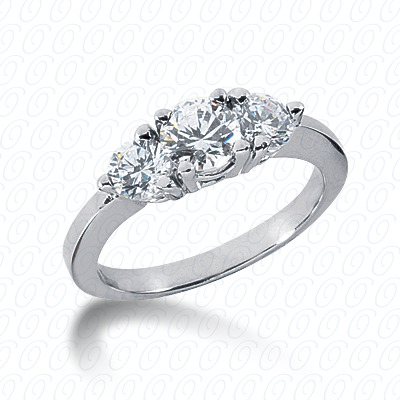 14KP Round  Cut Diamond Unique Engagement Ring 0.35 CT. Three Stones Style