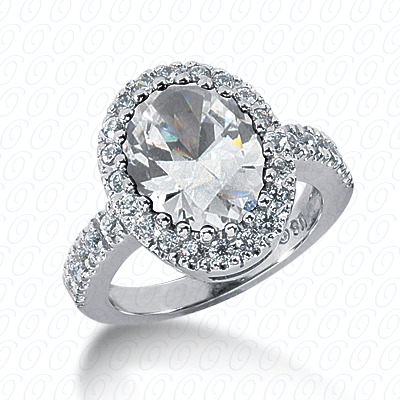 14 Karat White Gold  Cut Diamond Unique Engagement Ring 