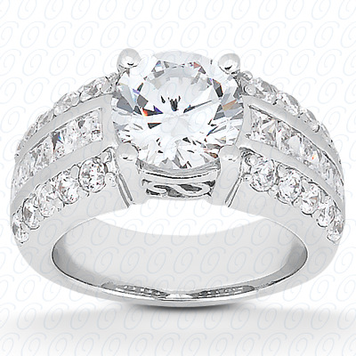 14 Karat White Gold  Cut Diamond Unique Engagement Ring 