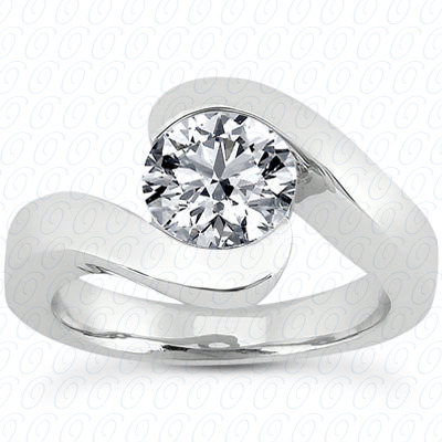 14 Karat White Gold  Cut Diamond Unique Engagement Ring 