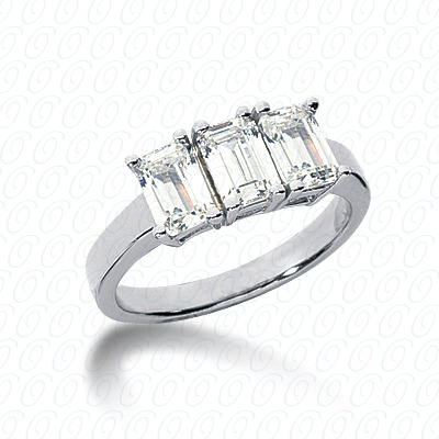 14KP Emerald  Cut Diamond Unique <br>Engagement Ring 0.00 CT. Three Stones Style