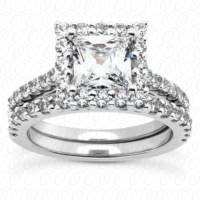 14 Karat White Gold  Cut Diamond Unique Engagement Ring 