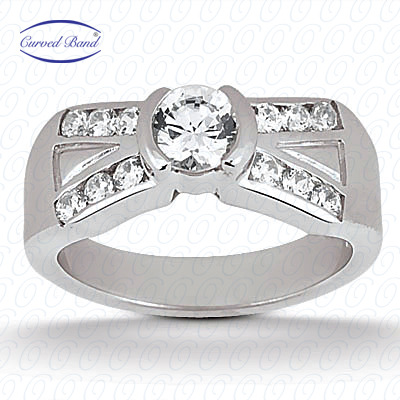 14 Karat White Gold  Cut Diamond Unique Engagement Ring 