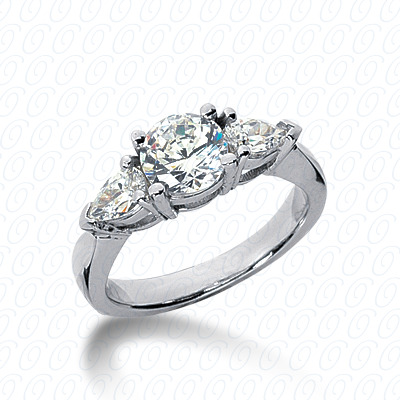 14KP Combination Cut Diamond Unique Engagement Ring 0.60 CT. Three Stones Style