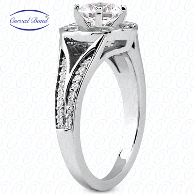 14 Karat White Gold  Cut Diamond Unique Engagement Ring 