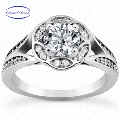 14 Karat White Gold  Cut Diamond Unique Engagement Ring 