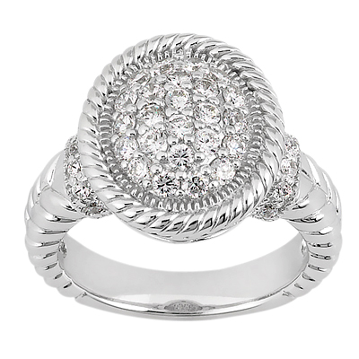 14 Karat White Gold  Cut Diamond Unique Engagement Ring 