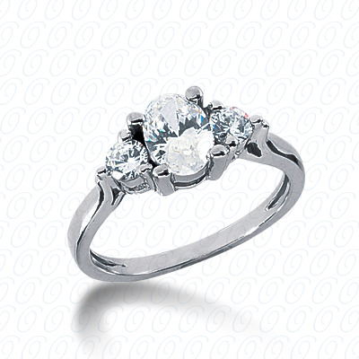 14KP Combination Cut Diamond Unique <br>Engagement Ring 0.30 CT. Three Stones Style