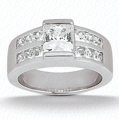 14 Karat White Gold  Cut Diamond Unique Engagement Ring 