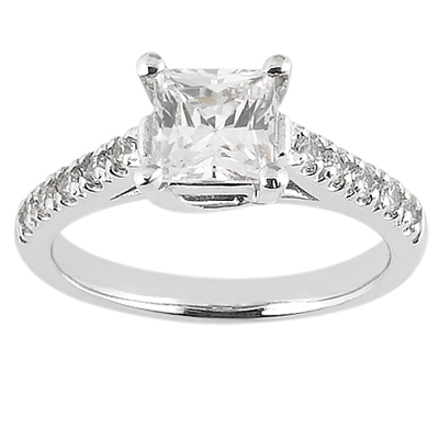 14 Karat White Gold  Cut Diamond Unique Engagement Ring 