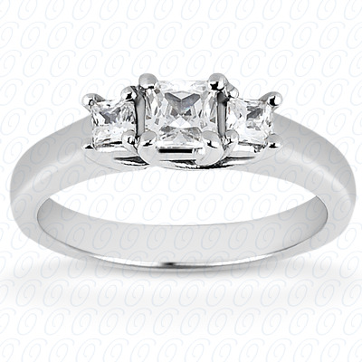 14KP Princess  Cut Diamond Unique Engagement Ring 0.10 CT. Three Stones Style