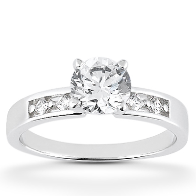 14 Karat White Gold  Cut Diamond Unique Engagement Ring 