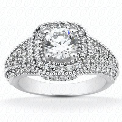 14 Karat White Gold  Cut Diamond Unique Engagement Ring 