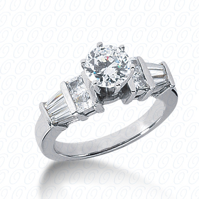 14 Karat White Gold  Cut Diamond Unique Engagement Ring 