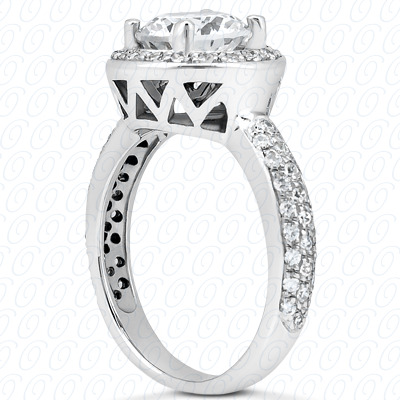 14 Karat White Gold  Cut Diamond Unique Engagement Ring 