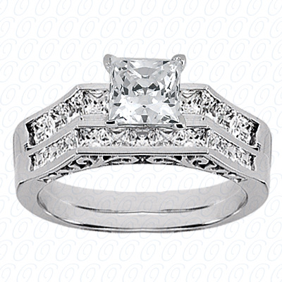 14 Karat White Gold  Cut Diamond Unique Engagement Ring 