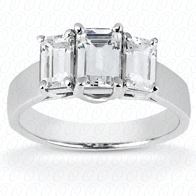 14KP Emerald  Cut Diamond Unique Engagement Ring 0.66 CT.