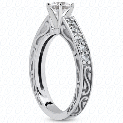 14 Karat White Gold  Cut Diamond Unique Engagement Ring 