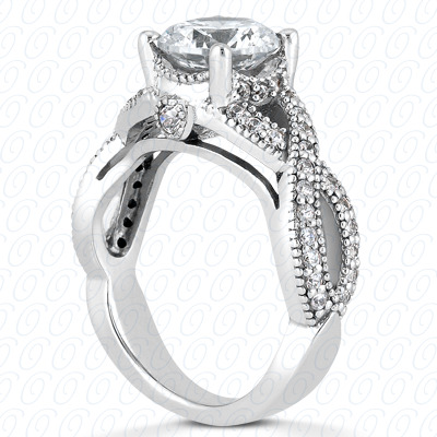 14 Karat White Gold  Cut Diamond Unique Engagement Ring 
