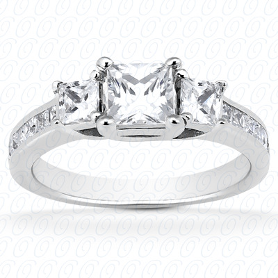14KP Princess  Cut Diamond Unique Engagement Ring 0.32 CT.