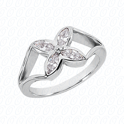 14 Karat White Gold  Cut Diamond Unique Engagement Ring 