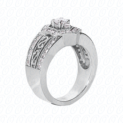 14 Karat White Gold  Cut Diamond Unique Engagement Ring 