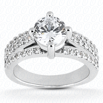 14 Karat White Gold  Cut Diamond Unique Engagement Ring 