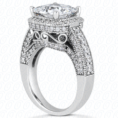 14 Karat White Gold  Cut Diamond Unique Engagement Ring 