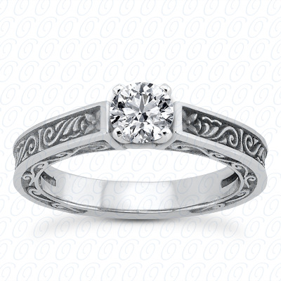 14 Karat White Gold  Cut Diamond Unique Engagement Ring 