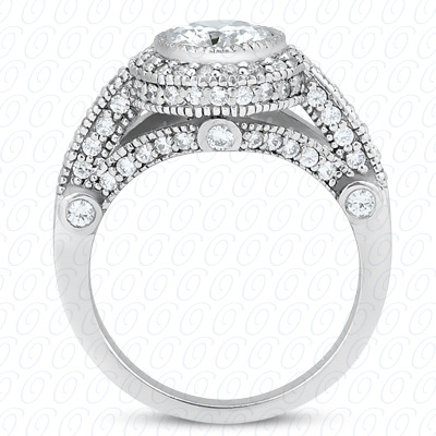 14 Karat White Gold  Cut Diamond Unique Engagement Ring 