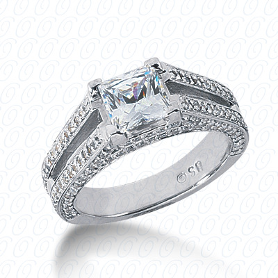 14 Karat White Gold  Cut Diamond Unique Engagement Ring 