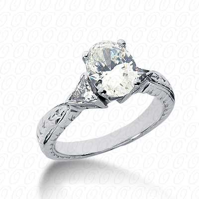 14 Karat White Gold  Cut Diamond Unique Engagement Ring 