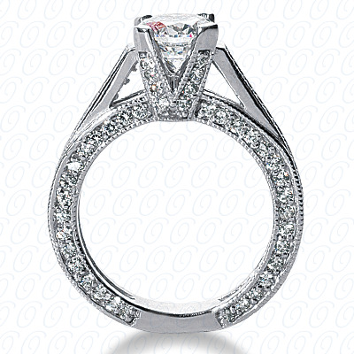 14 Karat White Gold  Cut Diamond Unique Engagement Ring 