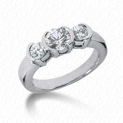 14KP Round  Cut Diamond Unique Engagement Ring 0.39 CT. Three Stones Style