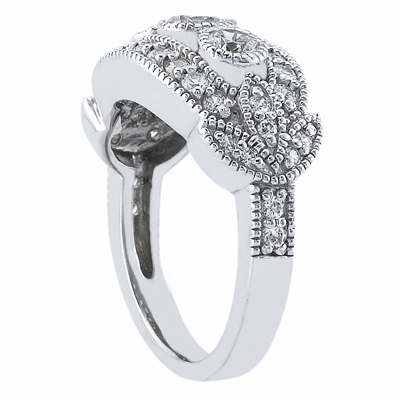 14 Karat White Gold  Cut Diamond Unique Engagement Ring 